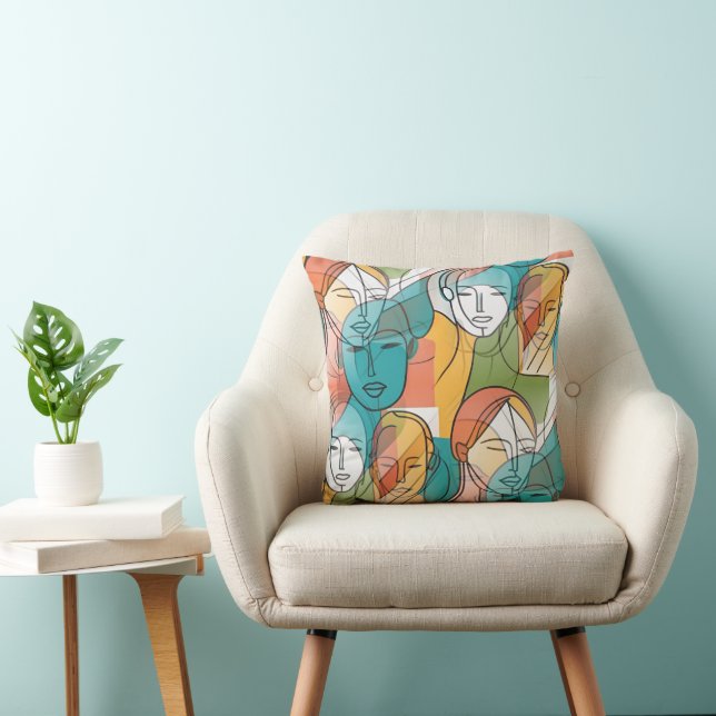 Colourfully ART of Faces - seamless pattern 1 Cushion (Chair)