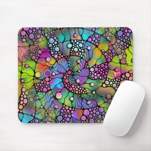 Colourfully Dots Spirals Hand Painting 1 Mouse Mat (With Mouse)