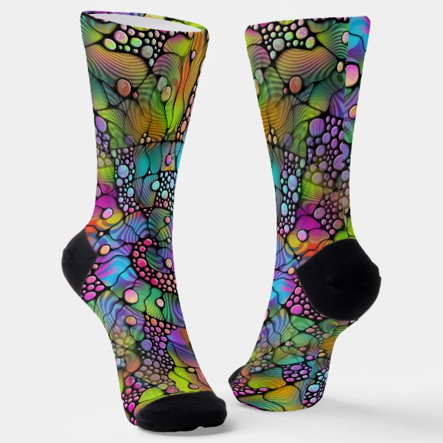 Colourfully Dots Spirals Hand Painting 1 Socks (Angled)