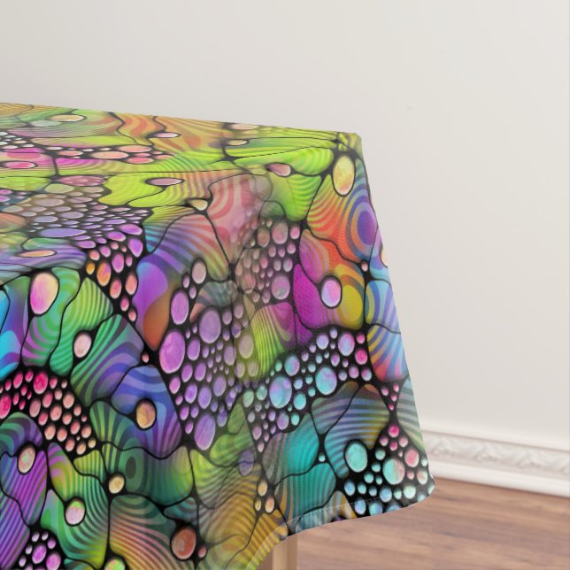 Colourfully Dots Spirals Hand Painting 1 Tablecloth (In Situ)