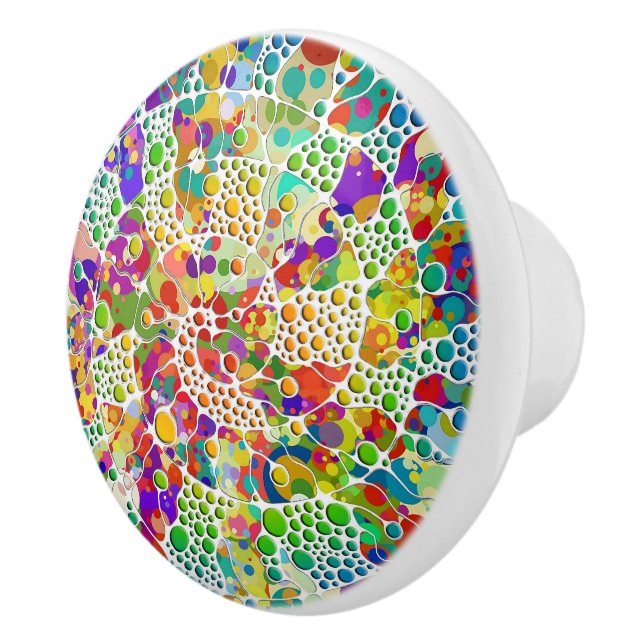 Colourfully Dots Spirals Hand Painting 2 Ceramic Knob (Right)
