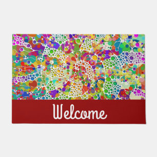 Colourfully Dots Spirals Hand Painting 2 Doormat