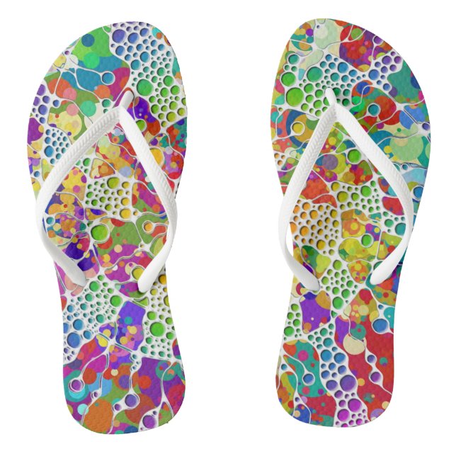 Colourfully Dots Spirals Hand Painting 2 Flip Flops (Footbed)