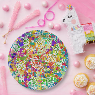 Colourfully Dots Spirals Hand Painting 2 Paper Plate