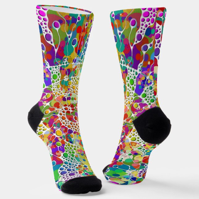 Colourfully Dots Spirals Hand Painting 2 Socks (Angled)