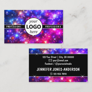 Colourfully Galaxy Magic Bright Sparkle Stars Logo Business Card