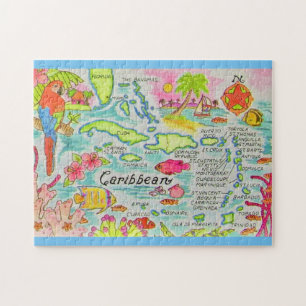 Colourfully Illustrated 11x14 Islands Jigsaw Puzzle
