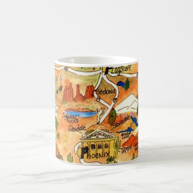 Colourfully Illustrated Arizona Map Mug (Center)