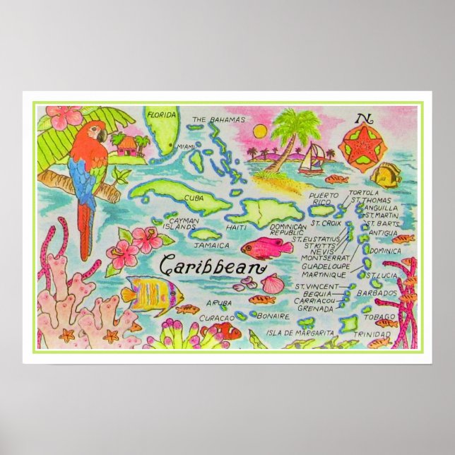 Colourfully Illustrated Islands Print (Front)