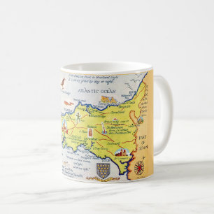 Colourfully Illustrated Map of Cornwall England Mu Coffee Mug