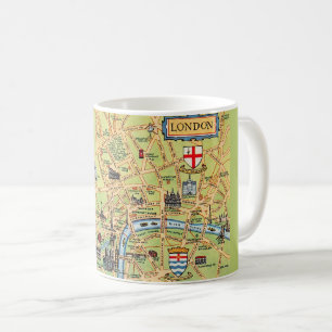 Colourfully Illustrated Map of London England Coffee Mug