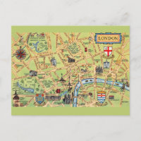 Colourfully Illustrated Map of London England
