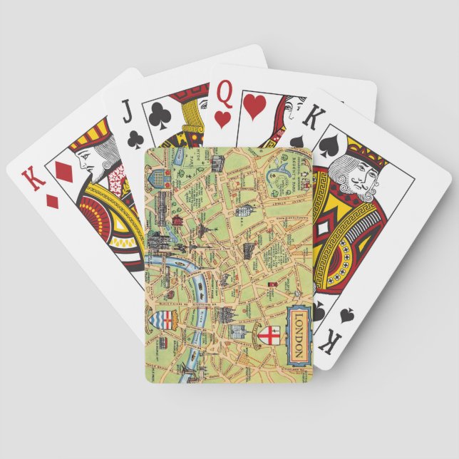 Colourfully Illustrated Map of London Playing Card (Back)