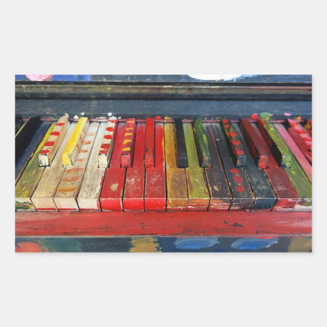 Colourfully Painted Piano Keys Sticker (Front)
