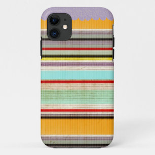 Colourfully Striped Art lines SCALLOPED PURPLE iPhone 11 Case