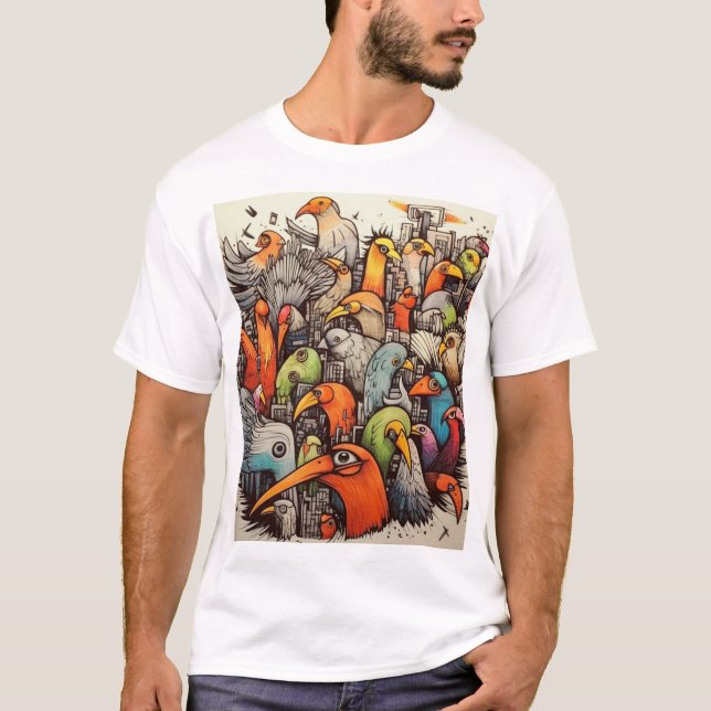 Colouring Bird  T-Shirt (Front)