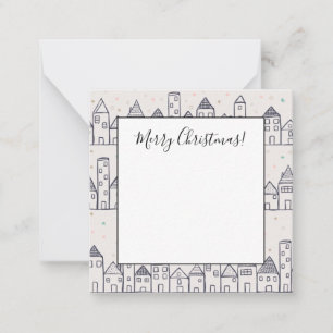 Colouring Book Christmas Village in the Snow Card