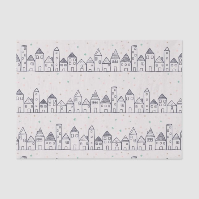 Colouring Book Christmas Village in the Snow Tissue Paper (Front)