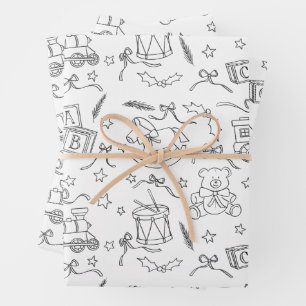 Colouring Book Classic Christmas Toy Land  Wrapping Paper Sheet