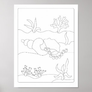 Colouring book Cute Little Shell Antistress Poster
