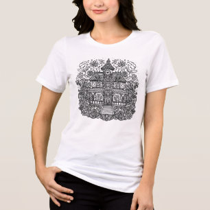 Colouring Book Haunted House Mandala Tri-Blend Shirt