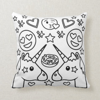 Colouring Book Unicorn Emoji Pillow