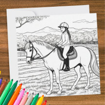 Colouring Colour In Picture Girl Horse Riding Pony