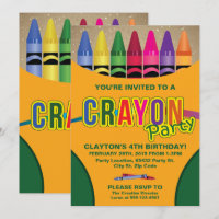Colouring, Crayon Birthday Party Invitations