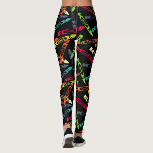 Colouring Crayons on Black, Cute Women's Leggings