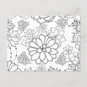 Colouring Floral Pattern Illustration  Postcard