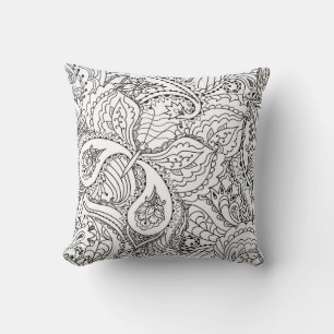 Colouring Flower Art New Design Floral Aesthetic F Cushion