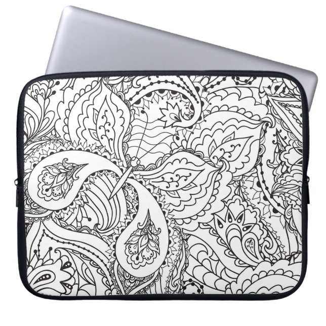 Colouring Flower Art New Design Floral Aesthetic F Laptop Sleeve (Front)