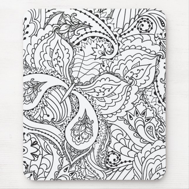 Colouring Flower Art New Design Floral Aesthetic F Mouse Mat (Front)