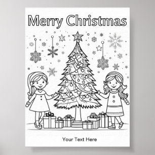 Colouring for Kids Christmas Tree Fun Activity  Poster
