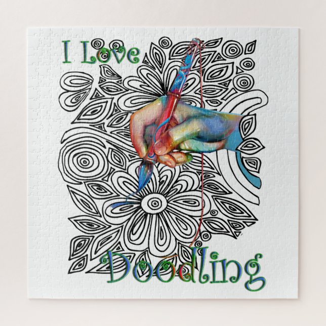 Colouring-in doodle art jigsaw puzzle (Vertical)