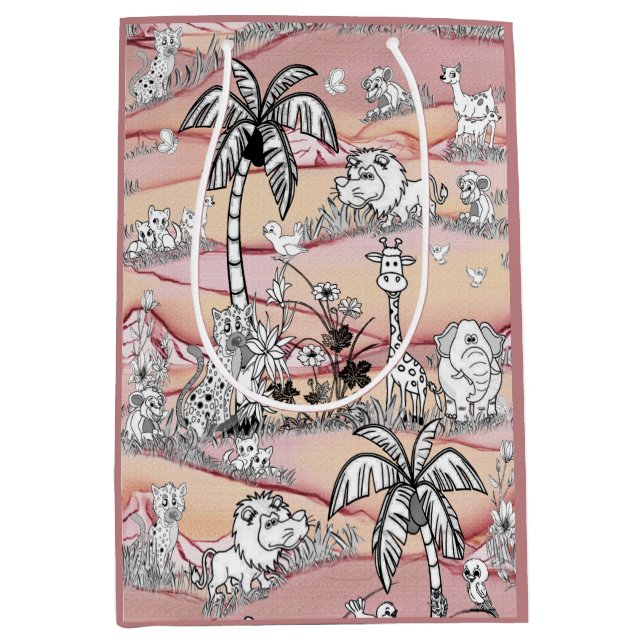 Colouring-in line-drawing Art Medium Gift Bag (Front)