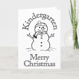 Colouring In Snowman Kindergarten Kids Activity Holiday Card
