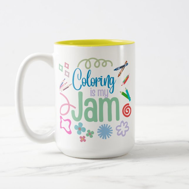 Colouring is My Jam coffee mug (Left)