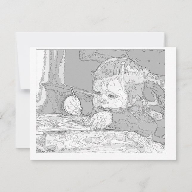 Colouring: Little Artist/Cocker Spaniel card (Front)