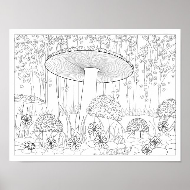 Colouring Mushroom Forest Poster (Front)