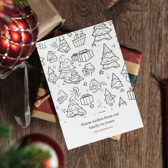 Colouring Outline Of Christmas Holiday Postcard (Creator Uploaded)