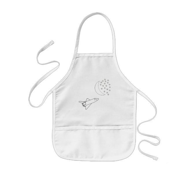 Colouring Outline Stars Moon Space Shuttle aprons (Front)