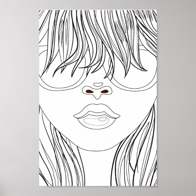 Colouring Page Beach Girl Poster (Front)