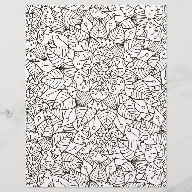 Colouring Page Beautiful Flower Scrapbook Paper (Front)
