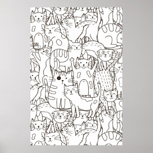Colouring Page Cat's Meow Scrapbook Paper Poster