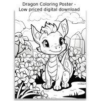 Colouring Page - Cute Dragon, Colour Your Own 