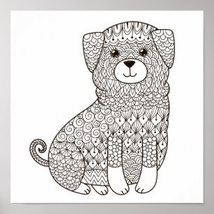 Colouring Page Cute Puppy Poster