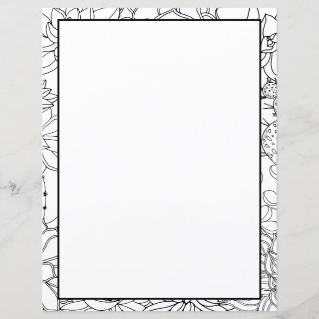 Colouring Page Floral Two Sides Stationery Sheets (Front)