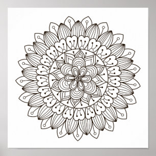 Colouring Page Flower Power Mandala Poster