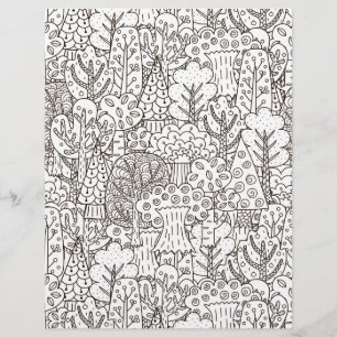 Colouring Page Forest of Trees Scrapbook Paper